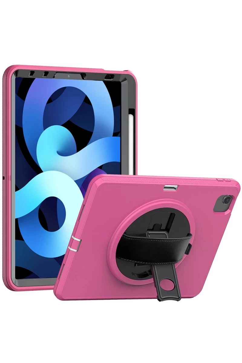 Apple iPad 2025 10.9 10.Nesil (A16) Kılıf Hand Strap Tablet Kılıfı - Pembe