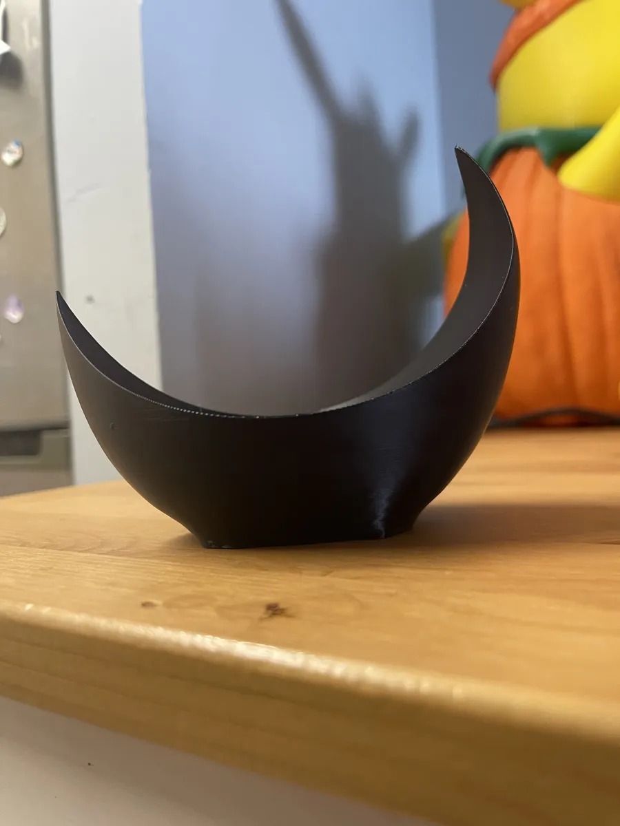 3D Baskı Hilal Yüzük Tutucu Ay Formlu Takı Tabağı Minimal Yüzük ve Küpe Tepsisi Siyah
