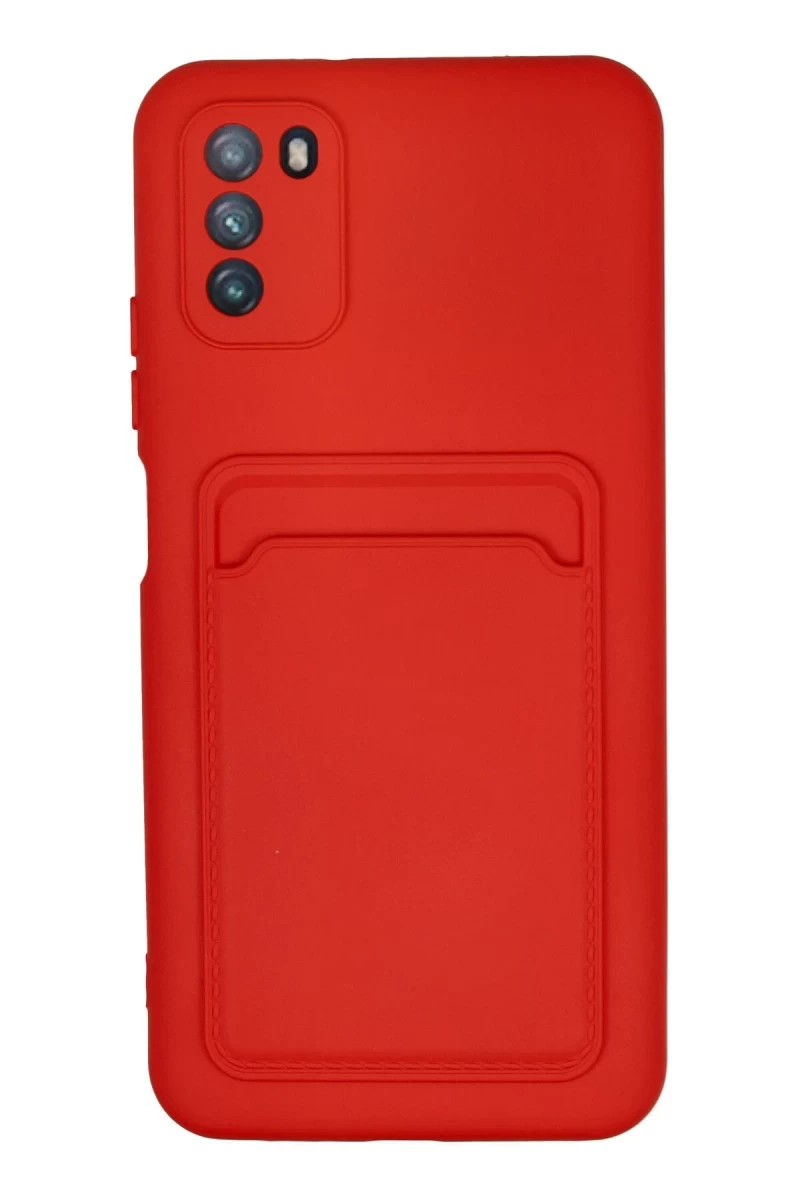 Xiaomi Pocophone M3 Kılıf Kelvin Kartvizitli Silikon - Kırmızı