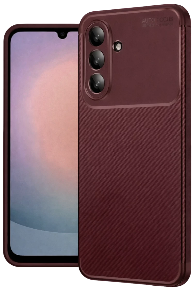 Samsung Galaxy A36 Uyumlu Kılıf Auto Focus Karbon Kapak - Bordo