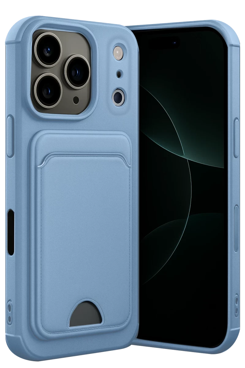 Apple iPhone 17 Pro Uyumlu Kelvin Kartvizitli Silikon - Mavi