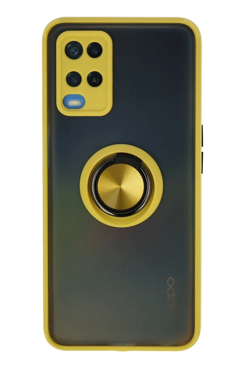 Oppo A54 4G Uyumlu Kılıf Montreal Yüzüklü Silikon Kapak - Sarı