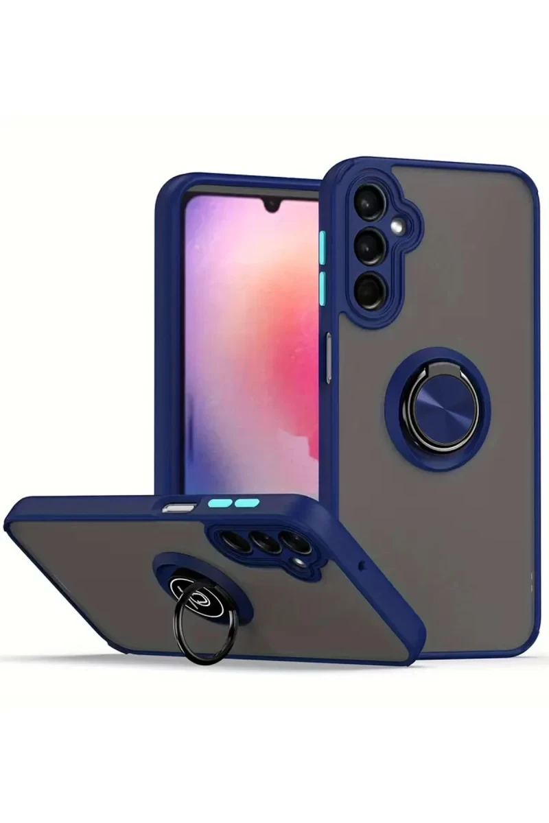 Samsung Galaxy A26 Uyumlu Kılıf Montreal Yüzüklü Silikon Kapak - Lacivert