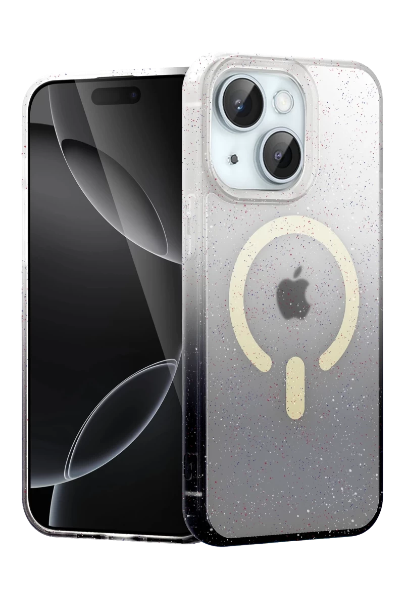 Apple iPhone 14 Uyumlu Pummel Shiny Magsafe Kapak - Siyah