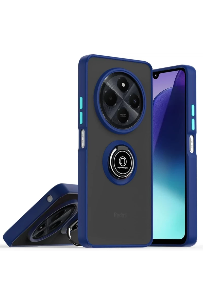 Realme C75 4G Uyumlu Kılıf Montreal Yüzüklü Silikon Kapak - Lacivert
