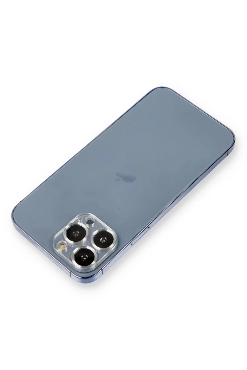 Apple iPhone 12 Pro Uyumlu Metal Kamera Lens Koruma Cam - Gümüş