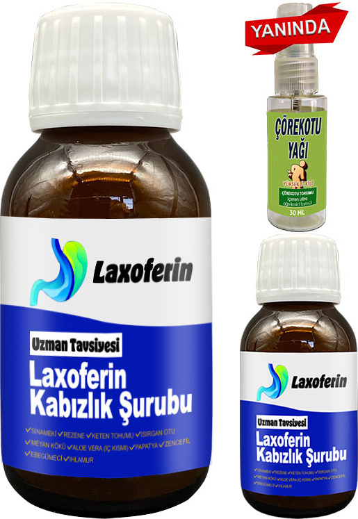Laxofer Laxoferin Şurup - 2 Adet Yanında Çörek Otu Yağı / Bay Bayan Kullanımına Uygun 50 ml Şurup
