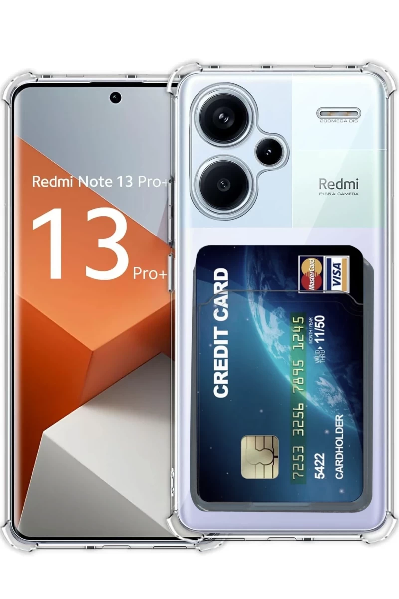 Xiaomi Redmi Note 13 Pro Plus Uyumlu Kılıf Kart Şeffaf Silikon - Şeffaf
