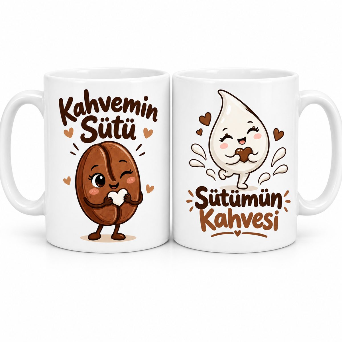 Kahveye Süt 2'li Porselen Kupa Seti - MODEL 496