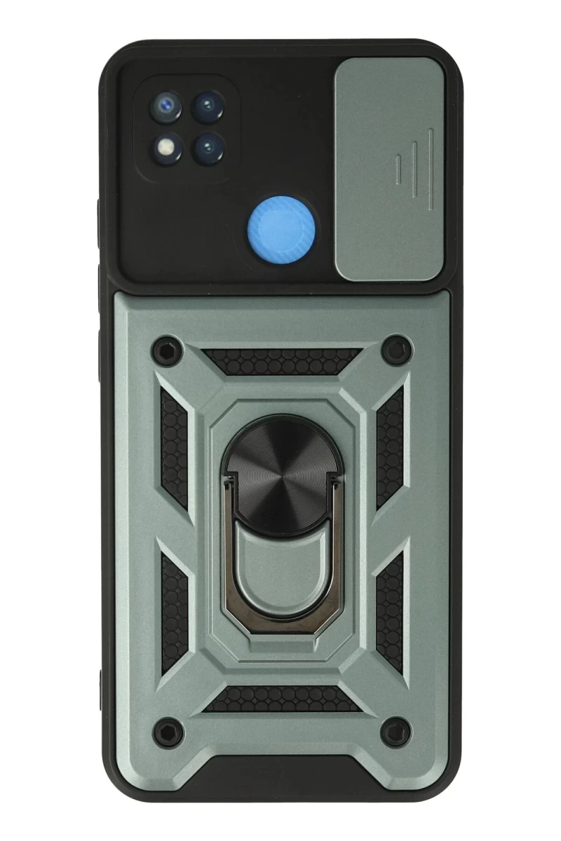 Xiaomi Redmi 9C Uyumlu Kılıf Pars Lens Yüzüklü Silikon - Yeşil