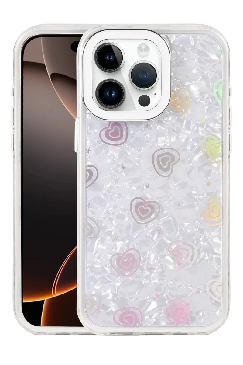 Apple iPhone 16 Pro Uyumlu Lumi Desenli Kapak - Beyaz