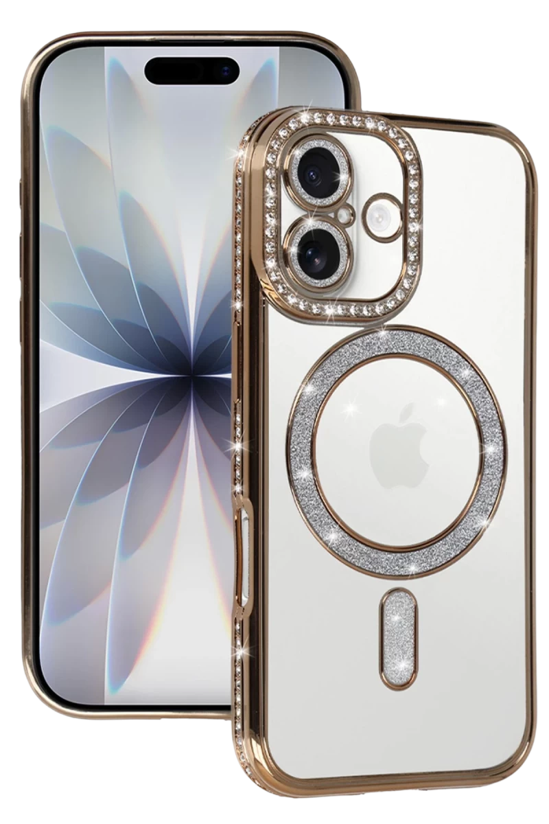 Apple iPhone 17 Uyumlu Joke Simli Magneticsafe Kılıf - Gold