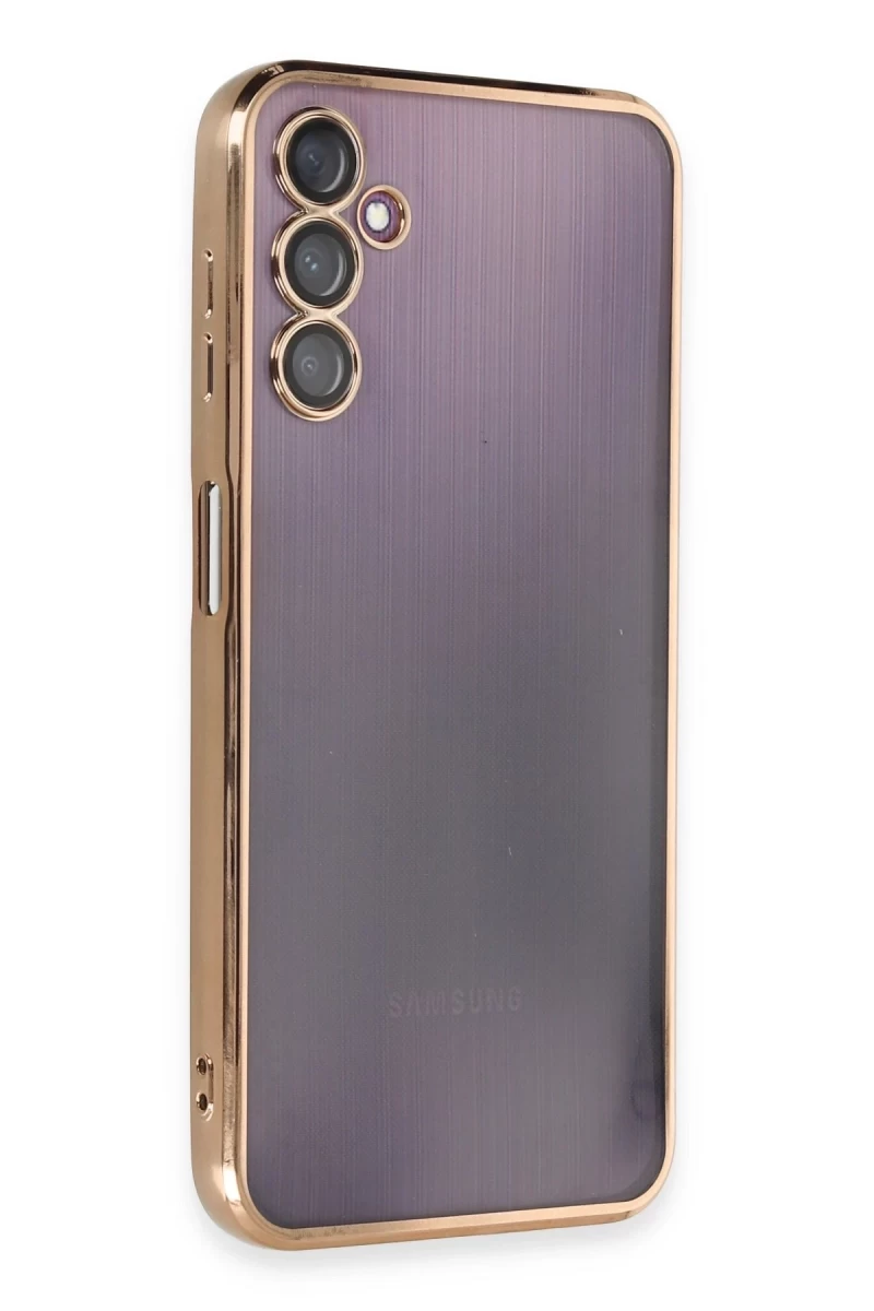 Samsung Galaxy A14 4G Uyumlu Kılıf Lensli Silikon - Gold