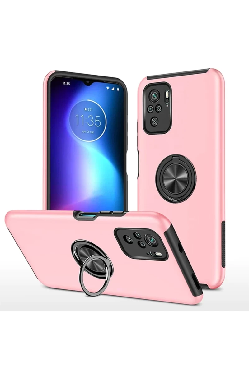 Xiaomi Poco F3 Uyumlu Kılıf Elit Yüzüklü Kapak - Pembe