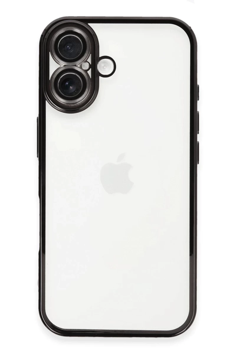 Apple iPhone 16 Uyumlu Kılıf Lensli Silikon - Siyah