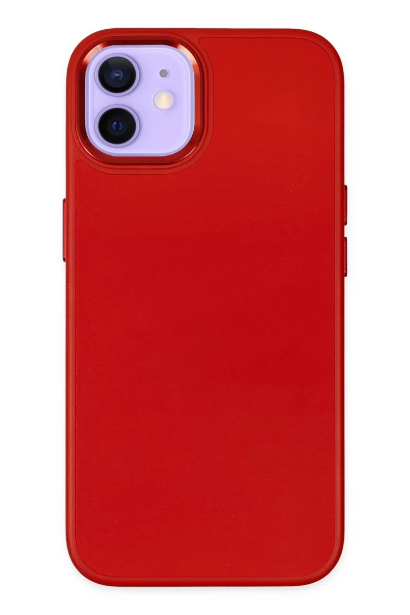 Apple iPhone 12 Uyumlu Kılıf Asya Deri Silikon - Kırmızı