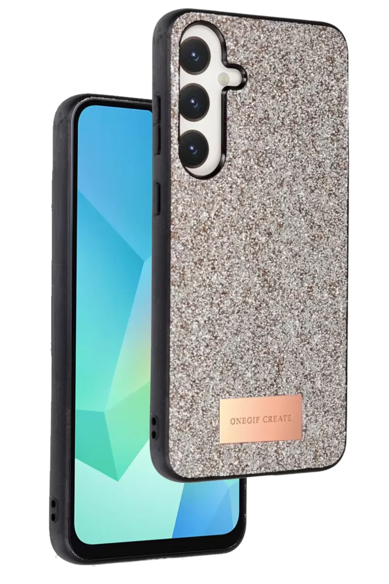 Onegif Samsung Galaxy A36 Uyumlu Bright Simli Kapak - Gold