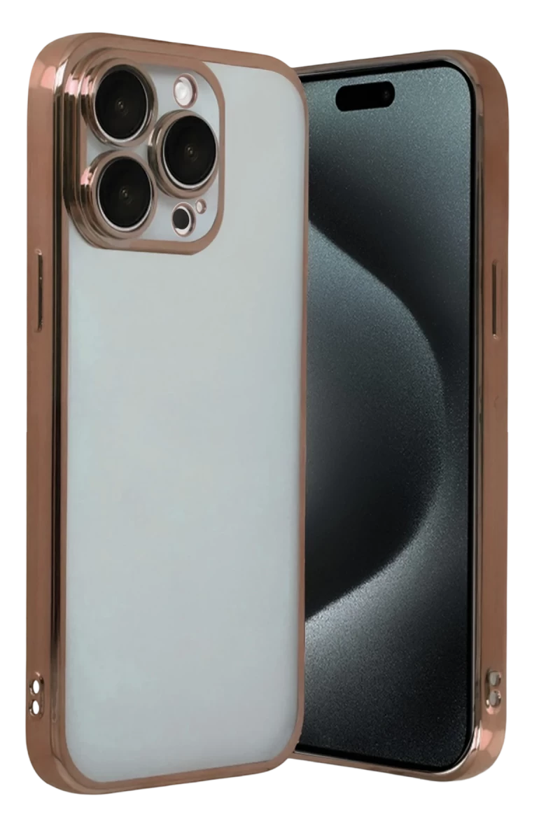 Apple iPhone 15 Pro Max Uyumlu Lensli Silikon - Çöl Titanyum