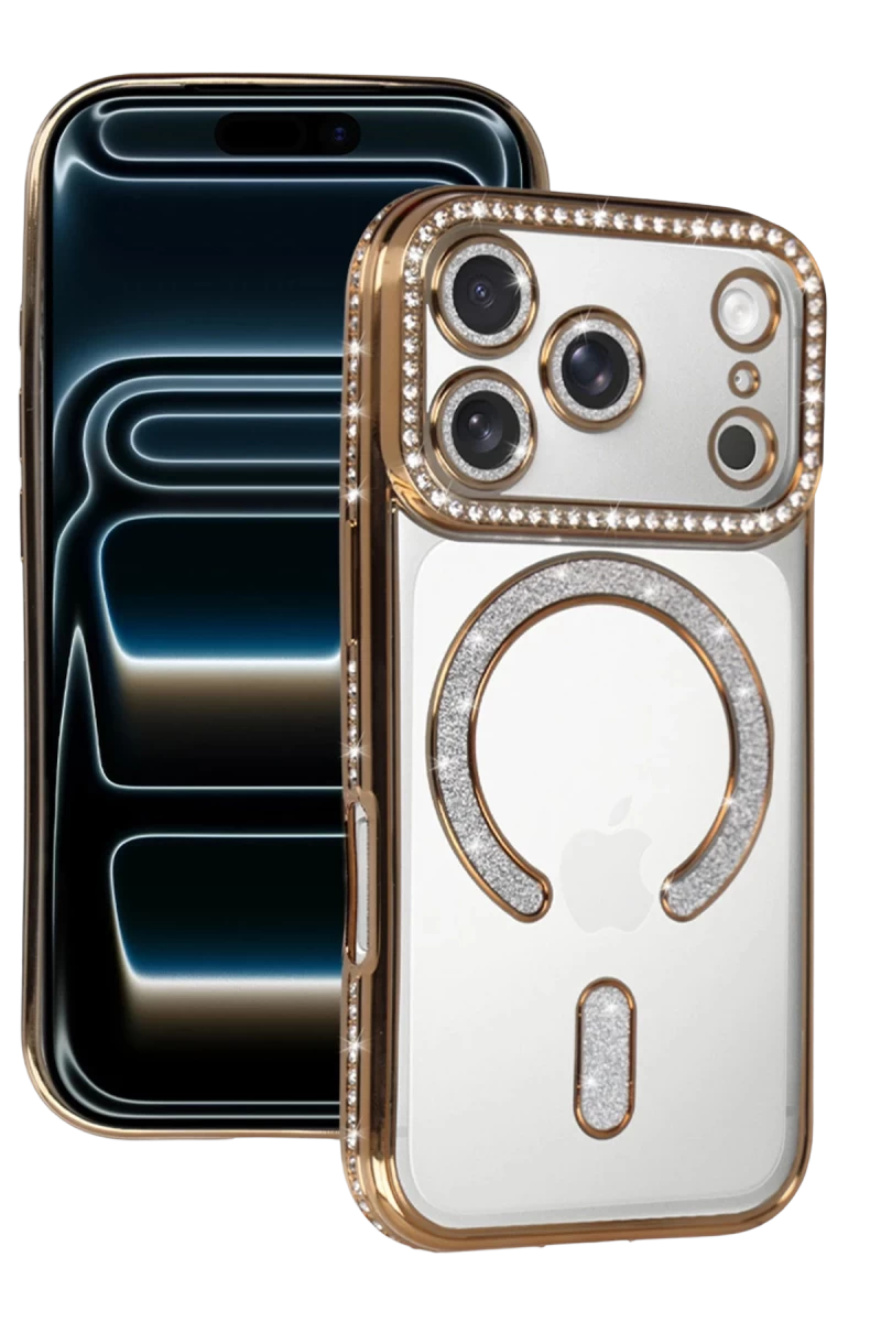 Apple iPhone 17 Pro Uyumlu Joke Simli Magneticsafe Kılıf - Gold