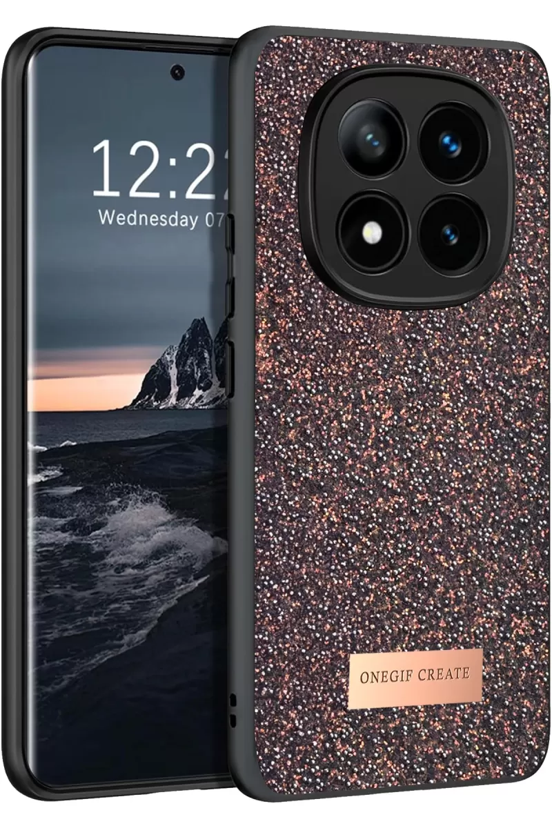 Onegif Xiaomi Redmi Note 14 Pro 4G Uyumlu Bright Simli Kapak - Derin Mor