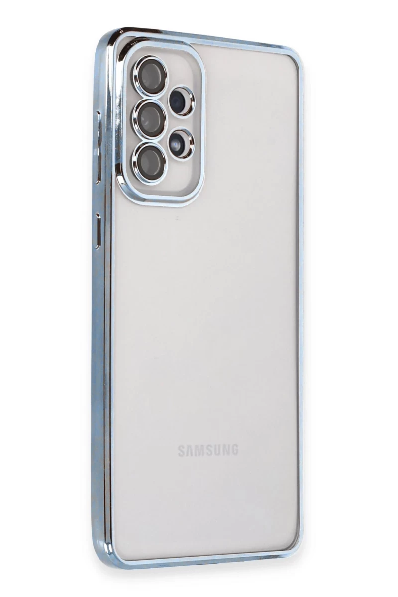Samsung Galaxy A53 5G Uyumlu Kılıf Lensli Silikon - Açık Mavi