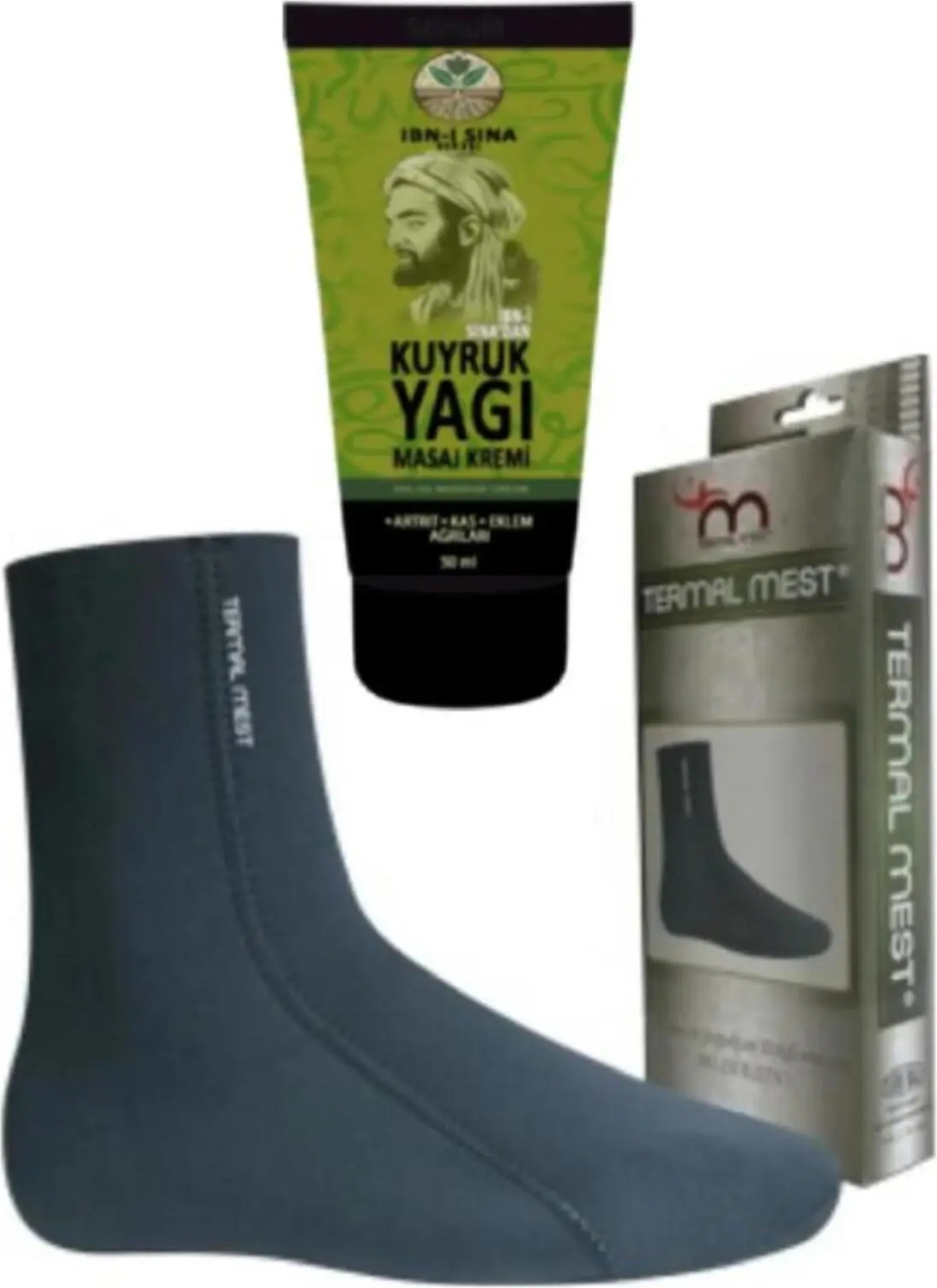 Ibni Sina Kuyruk Yağı Masaj Kremi 50 ml Su ve Isı Geçirmeyen Mest Çorap (M)