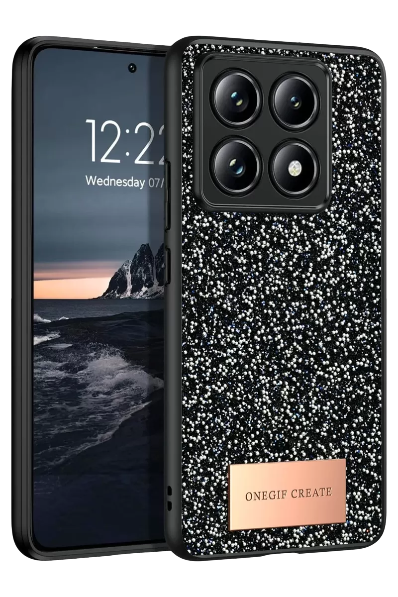 Onegif Xiaomi Mi 14T Pro Uyumlu Bright Simli Kapak - Siyah