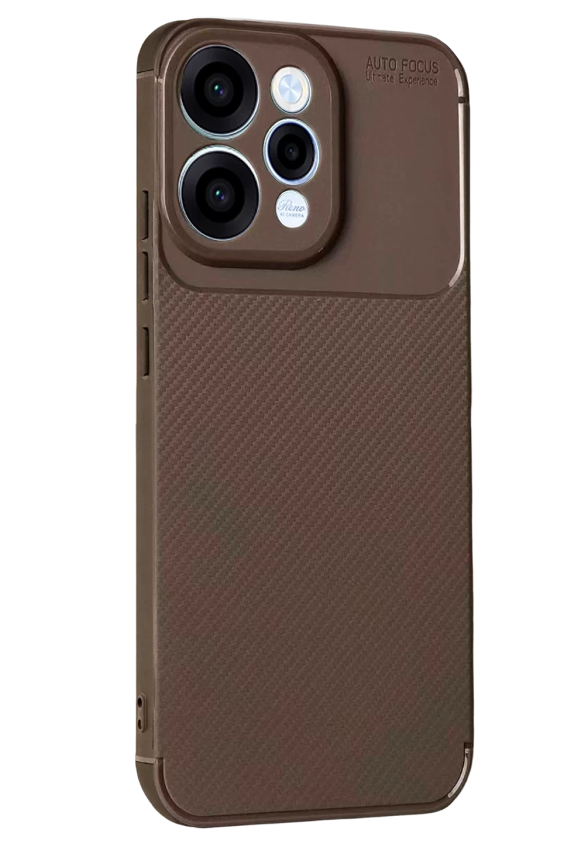 Oppo Reno 15 Uyumlu Auto Focus Karbon Kapak - Kahverengi