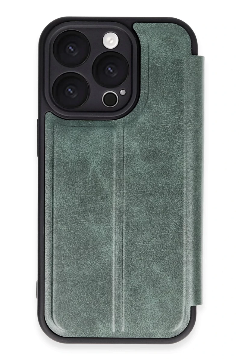 Apple iPhone 16 Pro Max Uyumlu Kılıf Flip Cover - Koyu Yeşil