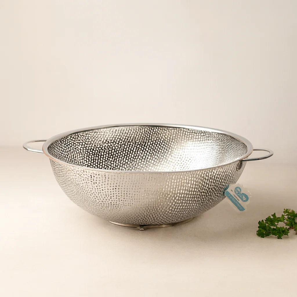 28 cm İnce Tel Ayaklı Çelik Süzgeç (Metal Kulplu)