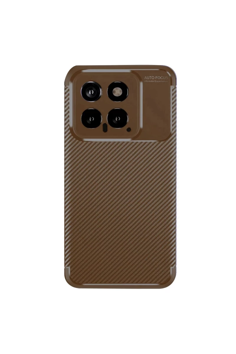 Xiaomi Mi 14T Uyumlu Kılıf Auto Focus Karbon Kapak - Kahverengi