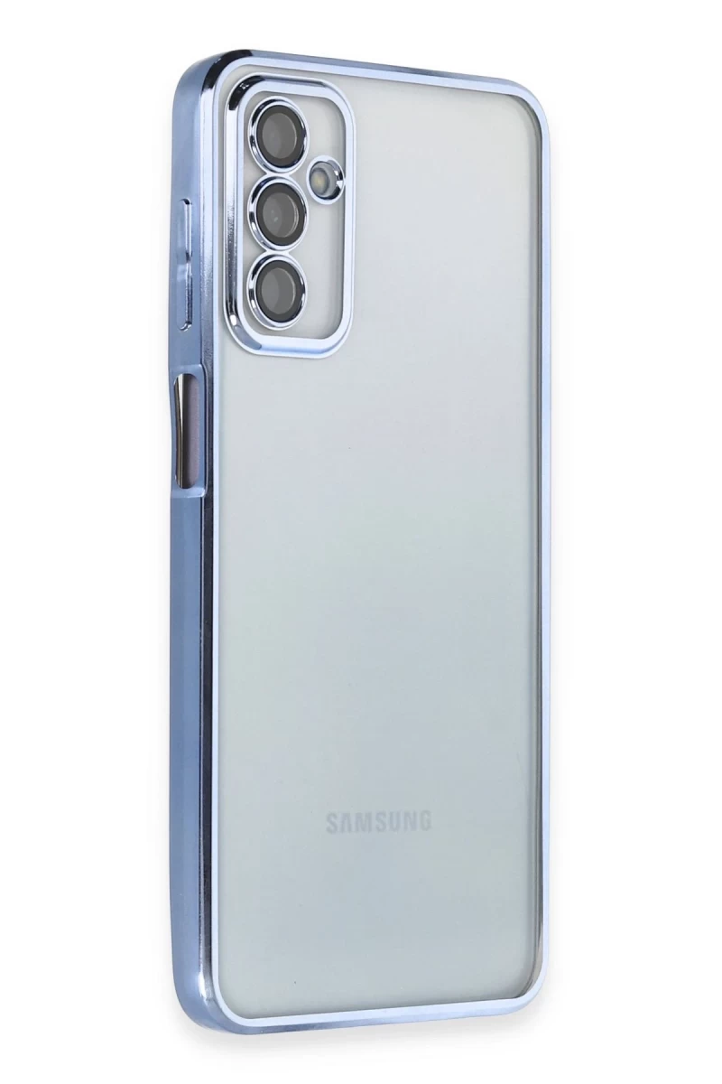 Samsung Galaxy M23 Uyumlu Kılıf Lensli Silikon - Açık Mavi