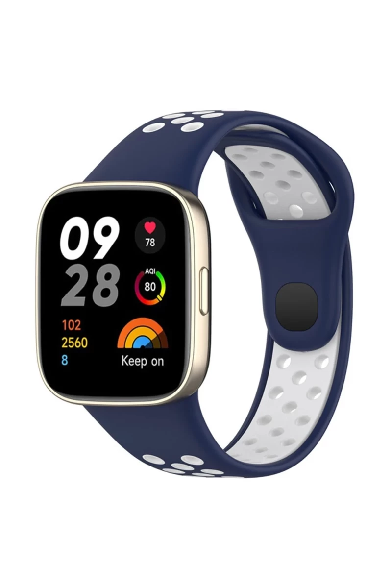 Xiaomi Redmi Watch 3 Spor Delikli Kordon - Lacivert-Beyaz
