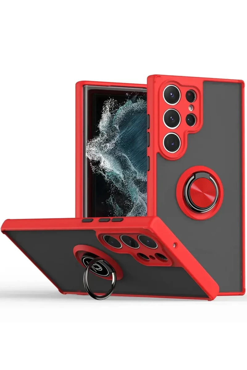 Samsung Galaxy S25 Ultra Uyumlu Kılıf Montreal Yüzüklü Silikon Kapak - Kırmızı