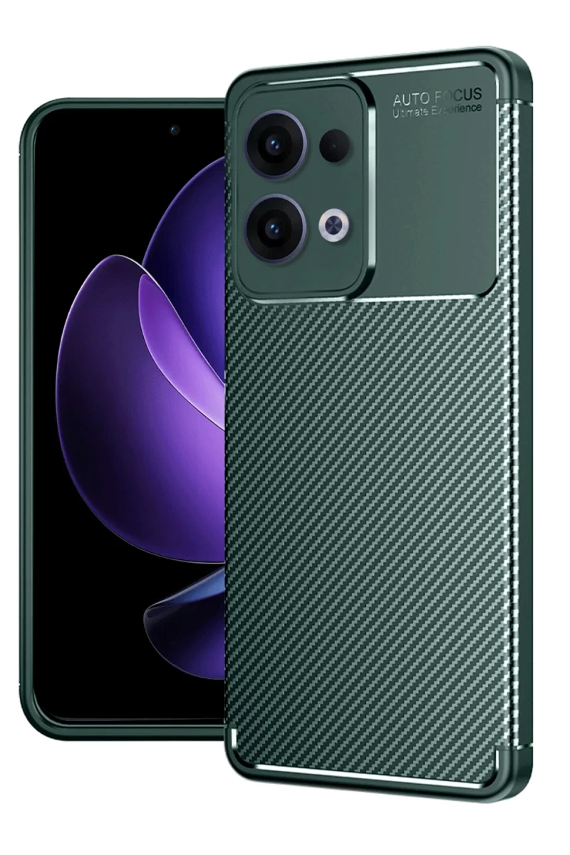 Oppo Reno 13 Pro Uyumlu Kılıf Auto Focus Karbon Kapak - Koyu Yeşil