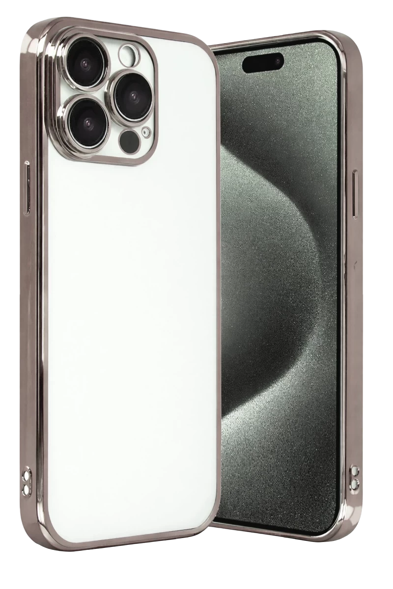 Apple iPhone 15 Pro Max Uyumlu Lensli Silikon - Titan Gri