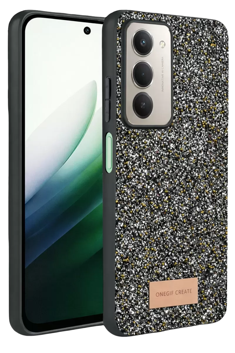 Onegif Xiaomi Redmi 15 4G Uyumlu Bright Simli Kapak - Gold
