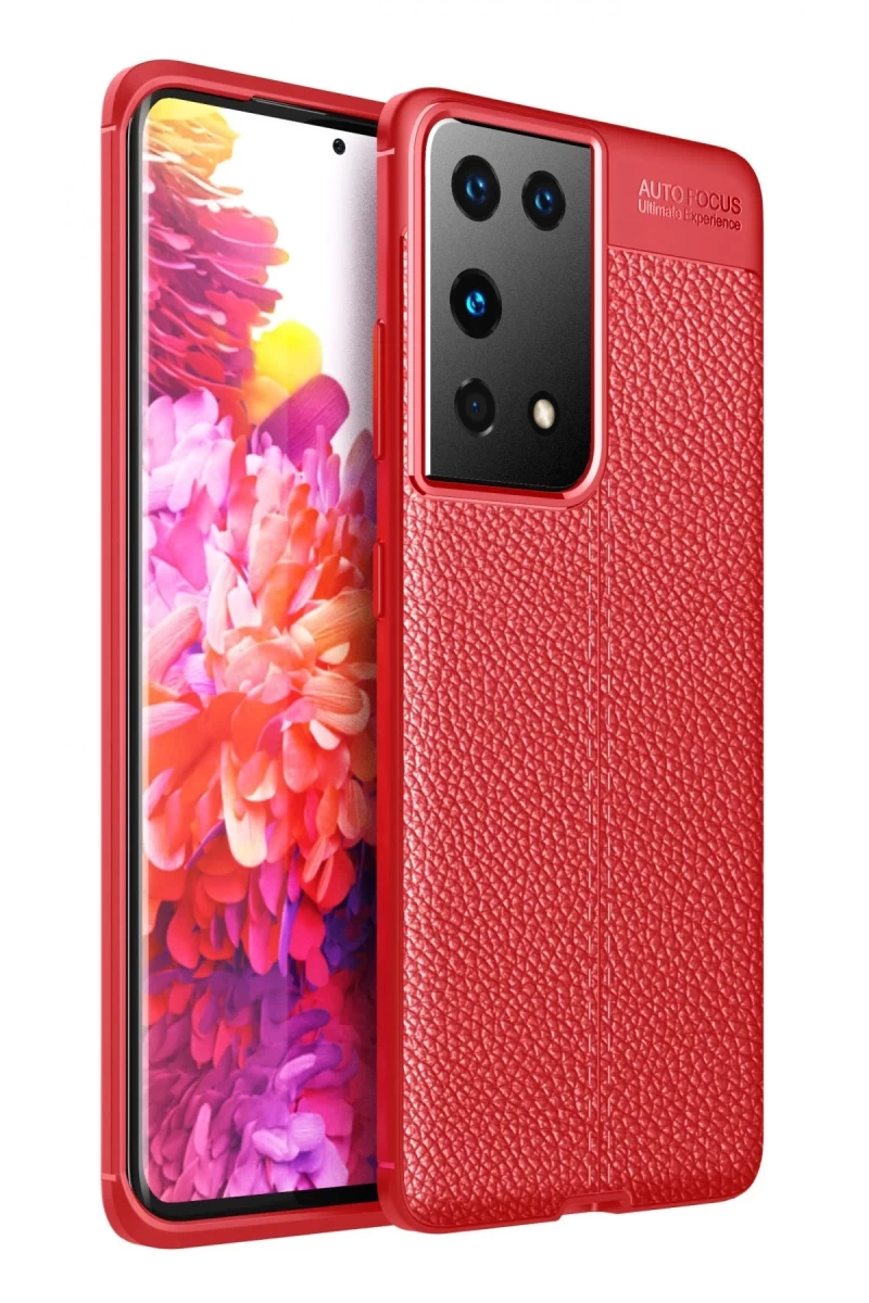 Samsung Galaxy S21 Ultra Uyumlu Kılıf Auto Focus Kapak - Kırmızı