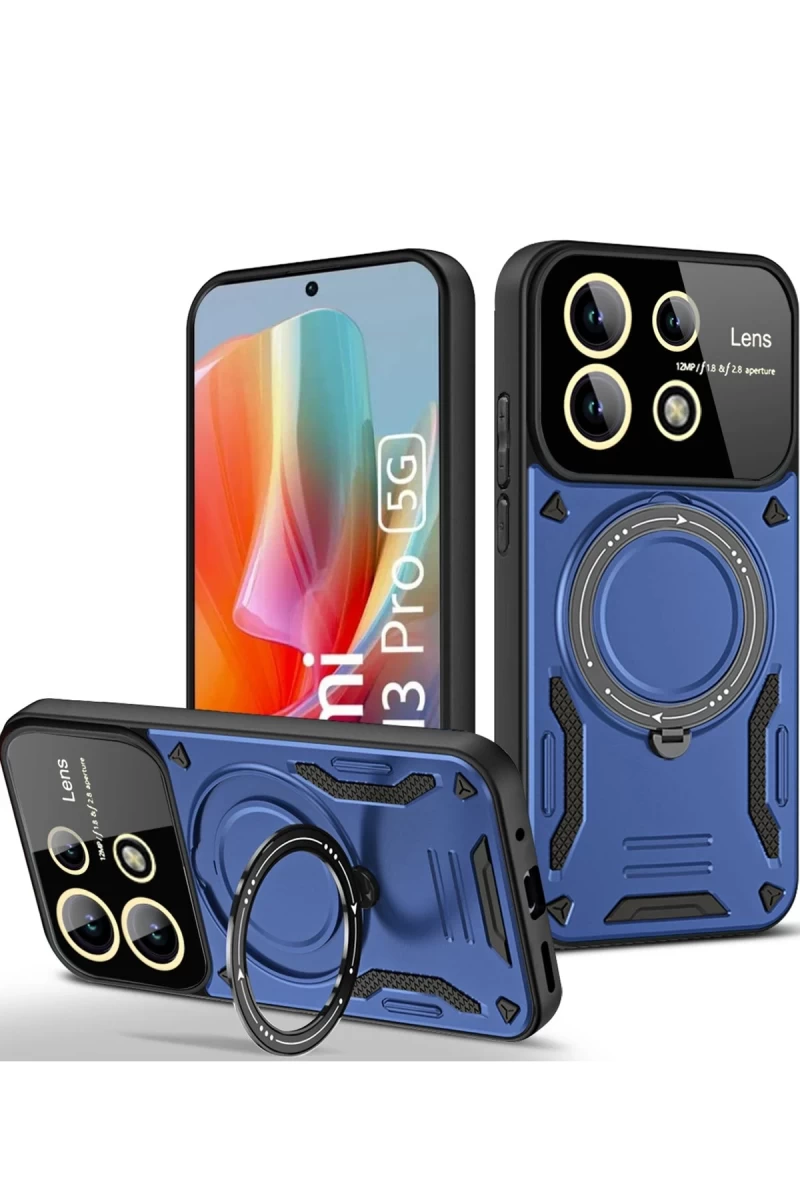 Xiaomi Redmi Note 13 Pro 4G Uyumlu Kılıf Joy Lens Standlı Kapak - Lacivert