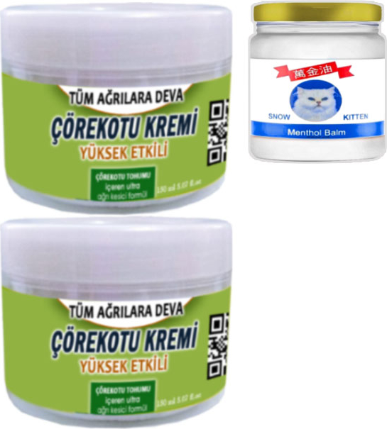 Çörek Otu Kremi 2 Adet 150 ml + Snow Kitten 50 ml Menthol Balm / Teskin Seti