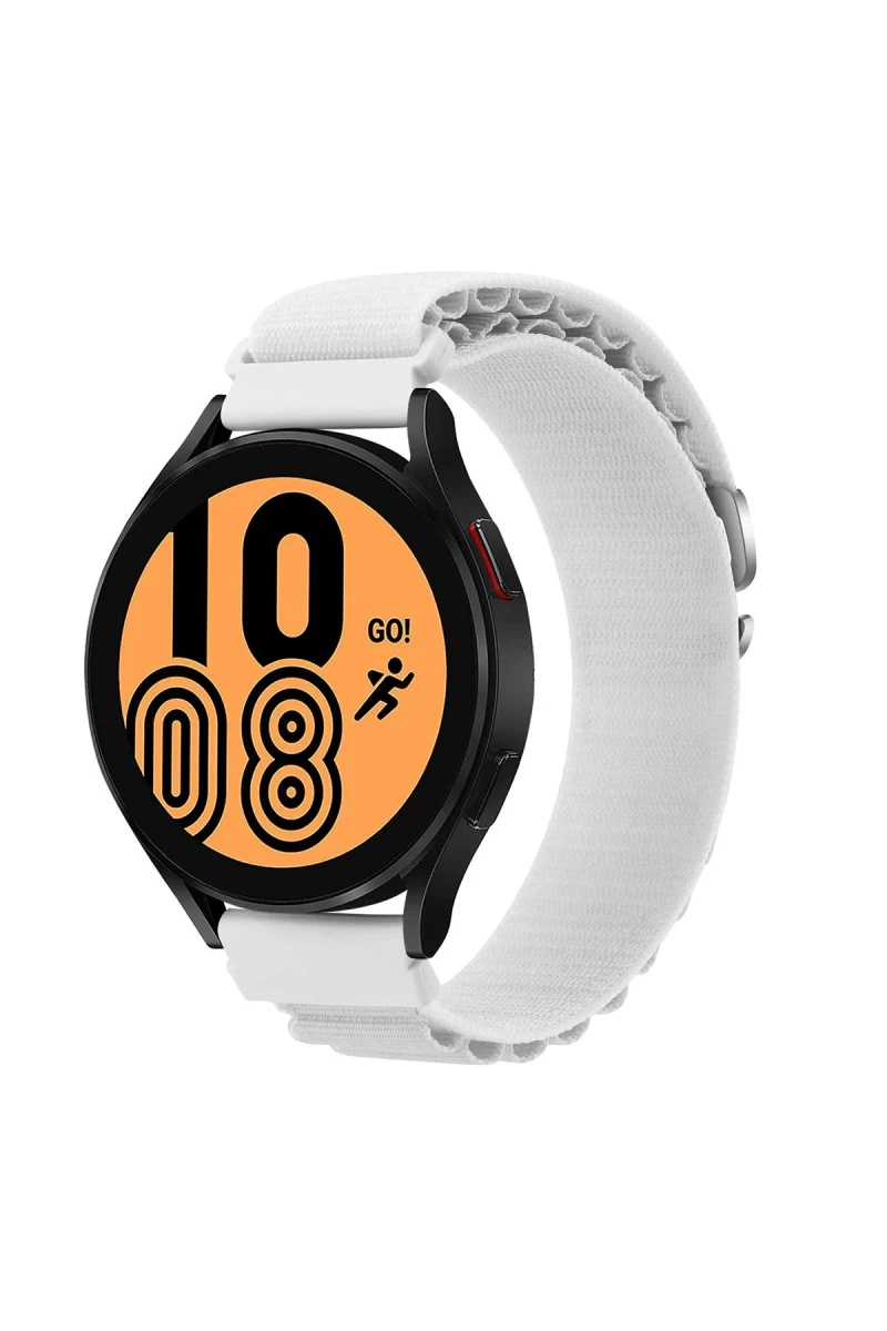 Watch 20mm Uyumlu KR410 Kumaş Kordon - Beyaz