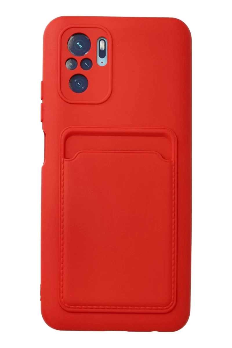 Xiaomi Redmi Note 10S Uyumlu Kılıf Kelvin Kartvizitli Silikon - Kırmızı