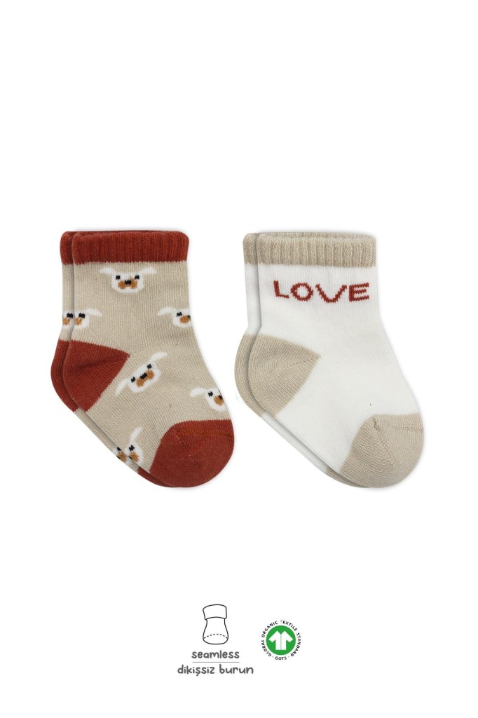 2'Li Love Dog Penye Soket Çorap 10118 Bej · Beden: 6-12 Ay · Renk: Bej