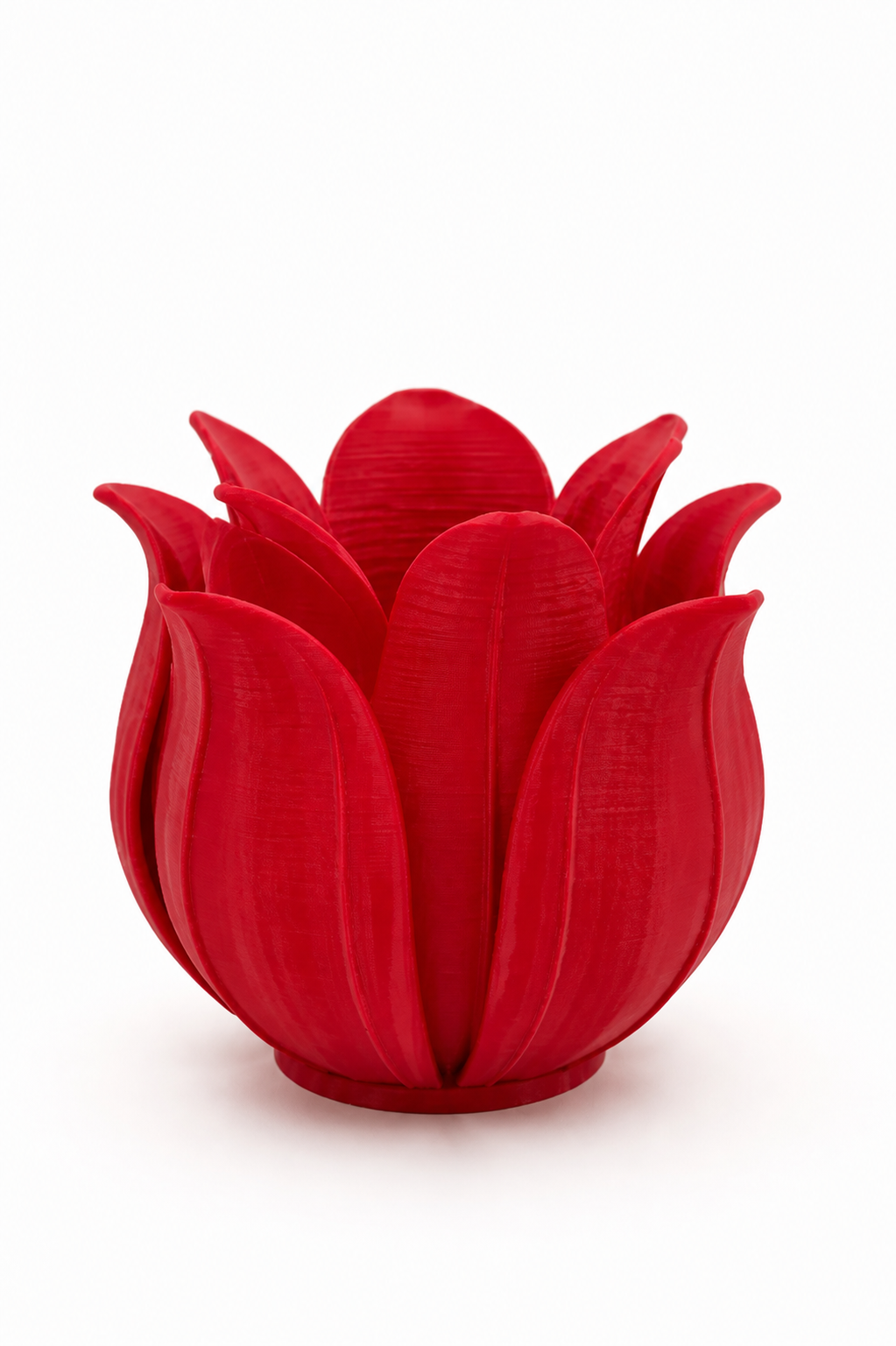 3D Baskı Lotus Yapraklı Vazo - Dekoratif Çiçeklik-Kırmızı
