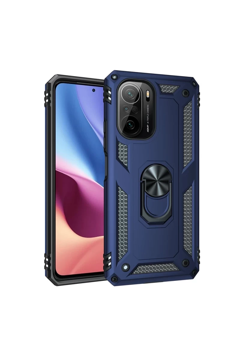Xiaomi Poco F3 Uyumlu Kılıf Sofya Yüzüklü Silikon Kapak - Lacivert