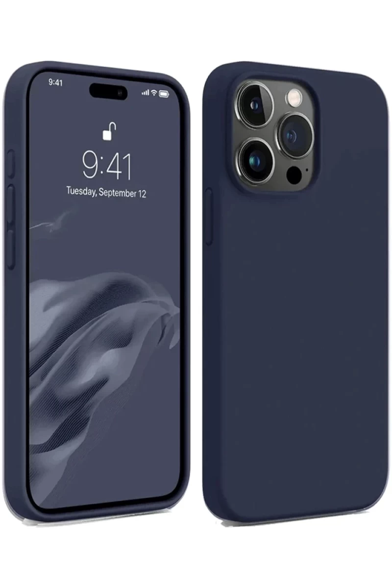Apple iPhone 15 Pro Max Uyumlu Kılıf First Silikon - Lacivert