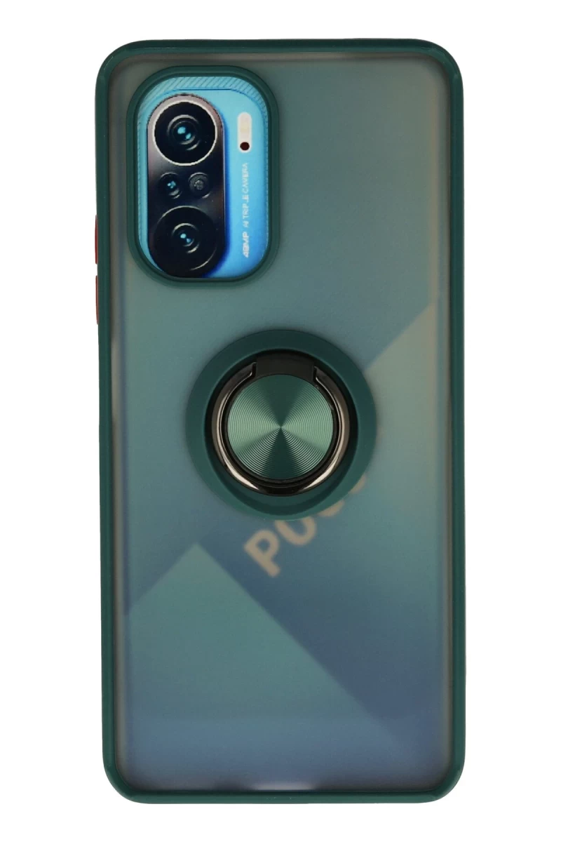 Xiaomi Redmi K40 Uyumlu Kılıf Montreal Yüzüklü Silikon Kapak - Yeşil