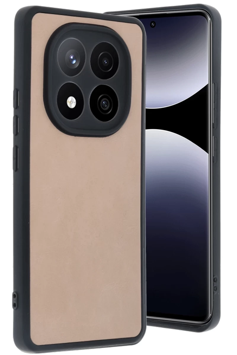 Xiaomi Redmi Note 14 Pro 5G Uyumlu Kılıf Aras Deri Kapak - Pudra