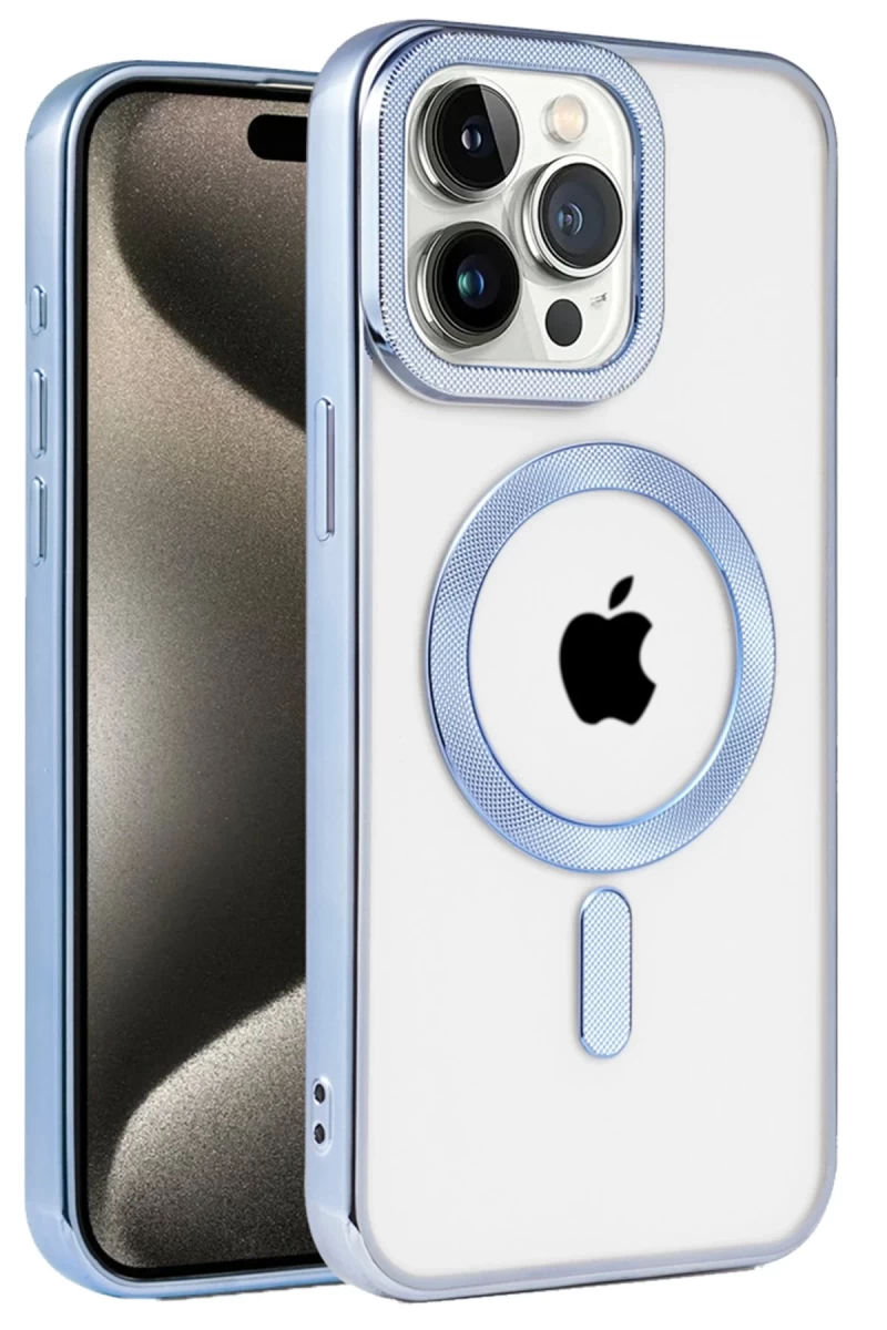 Apple iPhone 14 Pro Uyumlu Kılıf Kronos Magsafe Kapak - Sierra Blue