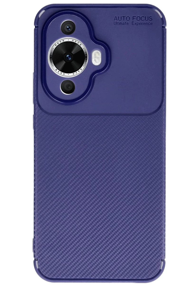 Huawei Nova 12S Uyumlu Kılıf Auto Focus Karbon Kapak - Lacivert